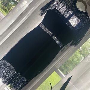 Navy blue lace dress - Lulus